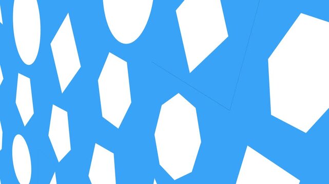 3D white flat regular shapes motion background loop on blue screen