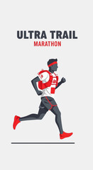 Obraz premium Ultra Trail Marathon Runner: Dynamic Silhouette in Action, Endurance Sport Illustration