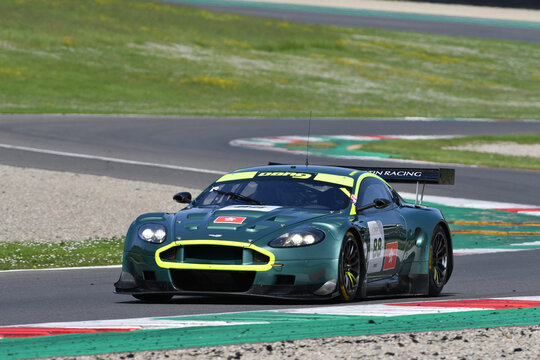 Scarperia, 5 April 2024: Aston Martin DBR9 year 2006 in action during Mugello Classic 2024 at Mugello Circuit in Italy.