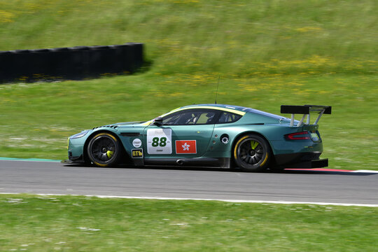 Scarperia, 5 April 2024: Aston Martin DBR9 year 2006 in action during Mugello Classic 2024 at Mugello Circuit in Italy.