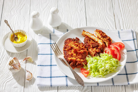 Traditional Polish gluten free pork kotlet schabowy