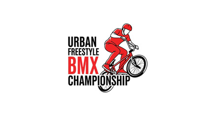 Naklejka premium Urban Freestyle BMX Championship: Dynamic Action and Competition Illustration