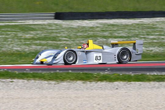 Scarperia, 5 April 2024: Audi R8 LMP year 2002 in action during Mugello Classic 2024 at Mugello Circuit in Italy.