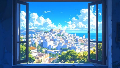 Fototapeta premium Bright cityscape view