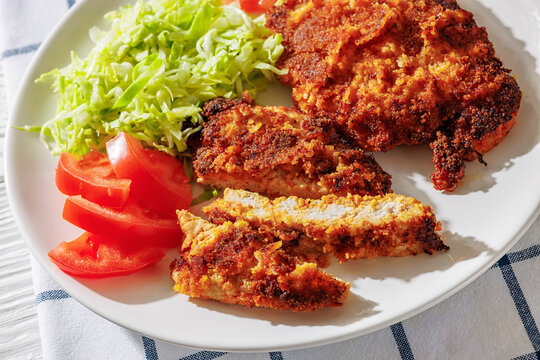 Traditional Polish gluten free pork kotlet schabowy
