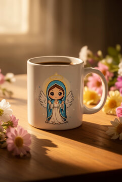 taza, t&eacute;, beber, blanco, bebida, cer&aacute;mica, rojo, caliente, objeto, desayuno, cafes, asa, alimento, don nadie, virgen, adorno, ilsutracion, estampado, 