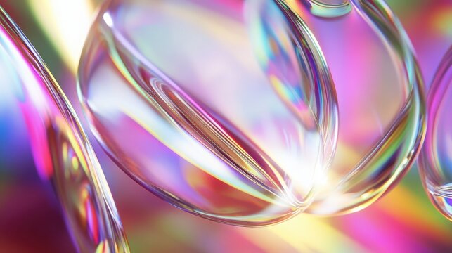 A close-up view of iridescent glass bubbles on a colorful background