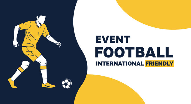 Vibrant Football Event Poster: Action-Packed Design For Friendly International Match