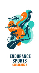 Fototapeta premium Vibrant Illustration Depicting Endurance Athletes Participating in Various Sporting Events