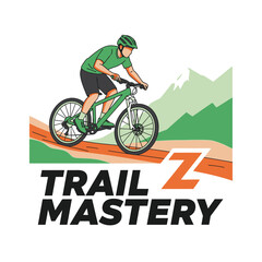 Fototapeta premium Vibrant Mountain Biking Trail Adventure: Conquering Terrain with Skilled Cycling Techniques