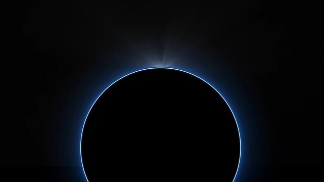 Partial Solar Eclipse, Surreal Solar Eclipse over misty seascape, Glowing Solar eclipse background texture animated on dark background.