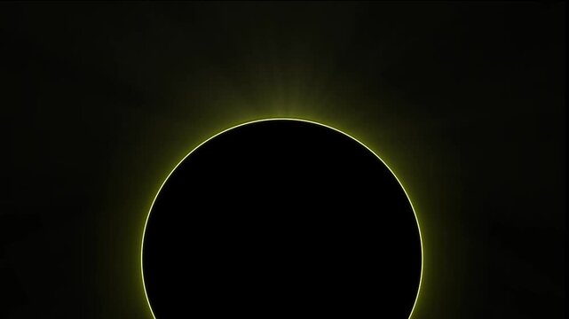 Partial Solar Eclipse, Surreal Solar Eclipse over misty seascape, Glowing Solar eclipse background texture animated on dark background.