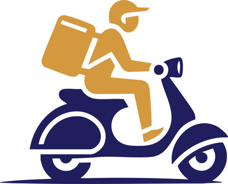 Delivery person riding a scooter with a backpack flat vector illustration for food delivery services and logistics concepts isolated on white