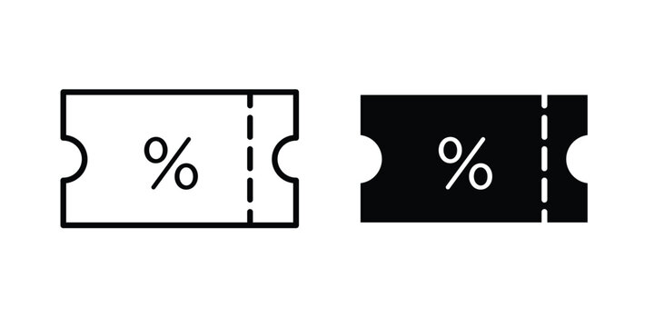 Discount voucher icon symbol collection, Stroke and flat icons