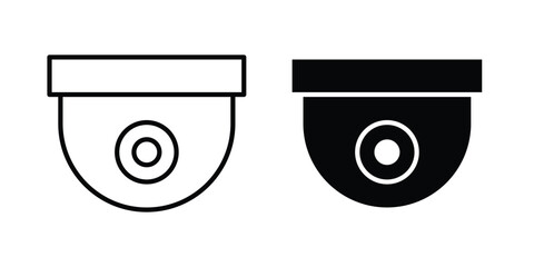 Dome cctv camera icon symbol collection, Stroke and flat icons © Franklin