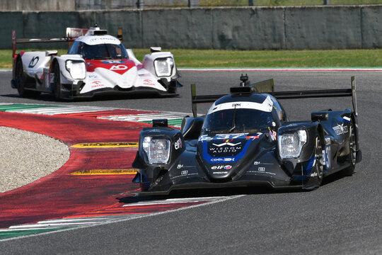 Scarperia, Italy - September 29th 2024: Oreca 07 Gibson of team COOL RACING drive by FLUXA-JAKOBSEN-MIYATA in action during 4h of Mugello.