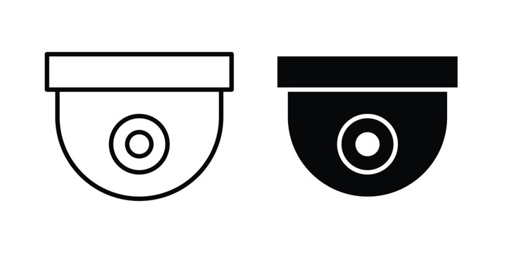 Dome cctv camera icon symbol collection, Stroke and flat icons