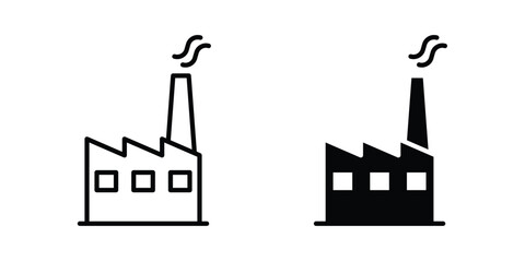 Obraz premium Factory icon symbol collection, Stroke and flat icons