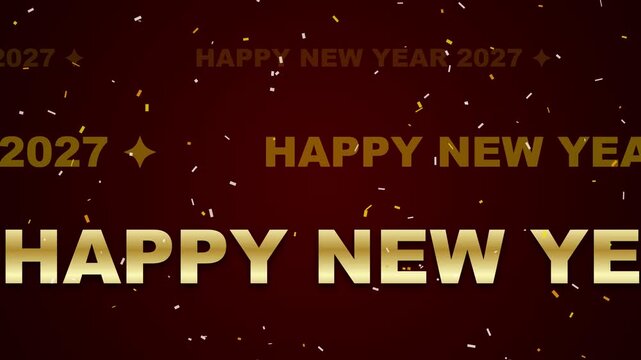 Happy New Year 2027 Scrolling Text Animation in 4K