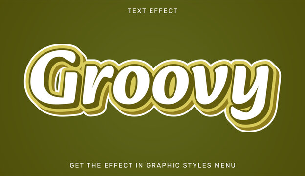 A graphic design element with the word Groovy in a stylized font on a green background
