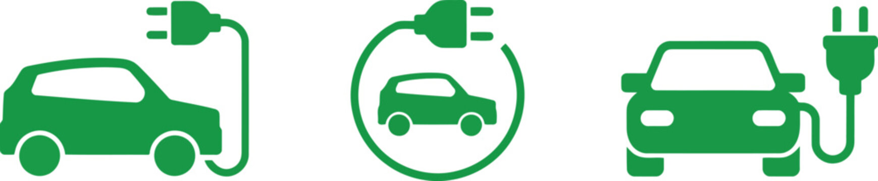 Electric vehicle charging icons a green energy future