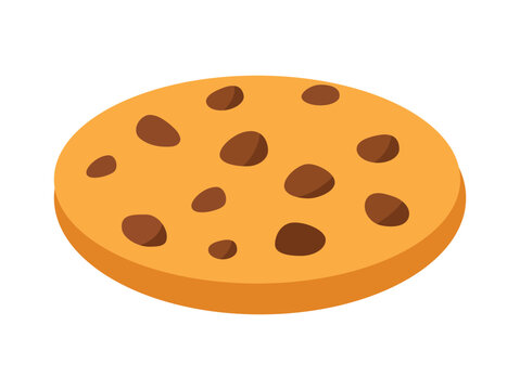 Minimal Chocolate Chip Cookie Vector Illustration Flat Design Simple Bakery Snack Clipart Sweet Dessert Biscuit Icon Clean Modern Food Illustration Isolated Minimal Style
