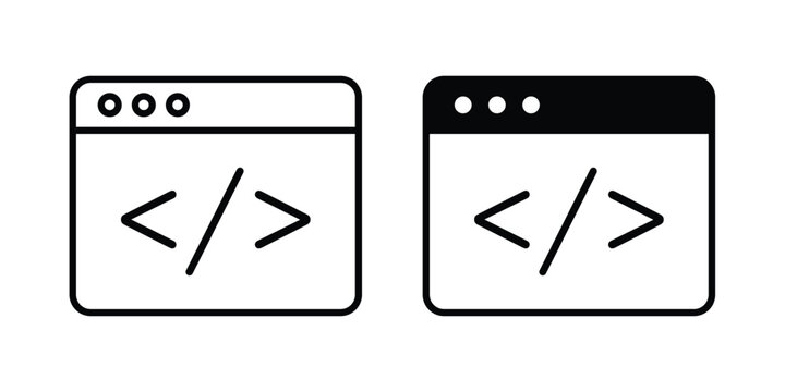 HTML script icon symbol collection, Stroke and flat icons