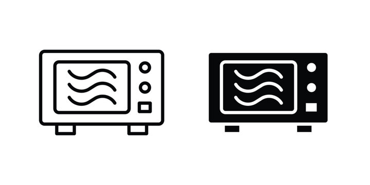 Microwave icon symbol collection, Stroke and flat icons