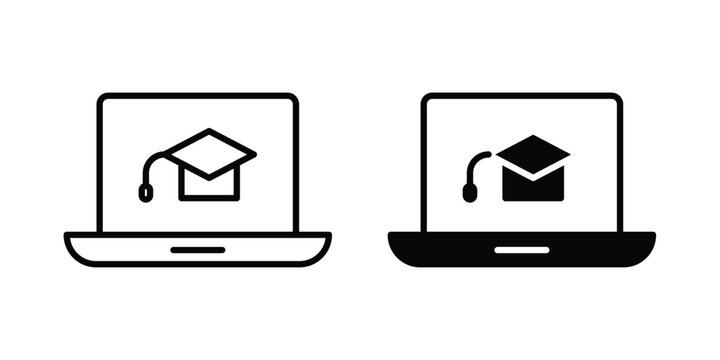 Online education icon symbol collection, Stroke and flat icons