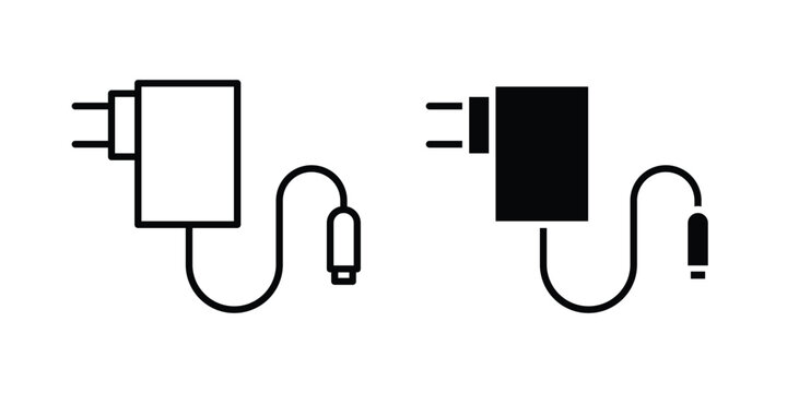 Phone charger icon symbol collection, Stroke and flat icons