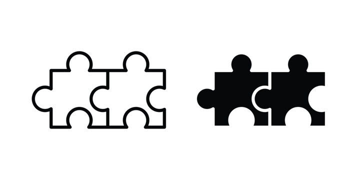 Puzzle compatible icon symbol collection, Stroke and flat icons