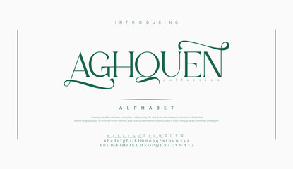 AGHQUEN Elegant wedding logo alphabet letters font. Typography luxury classic lettering serif fonts decorative vintage retro logos and number. vector illustration © Custom Designs