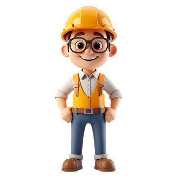 Architecte avec casque, personnage en 3 d