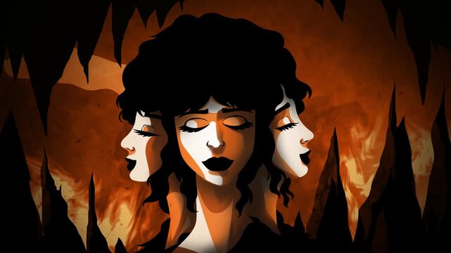 hecate three headed goddess in the underworld with souls and fire