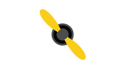 Simple illustration of a yellow airplane propeller against a white background © msunny93