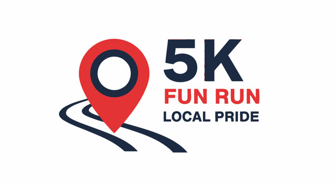 5K Fun Run Local Pride Emblem for Event Promotion Creative Red and Blue Design