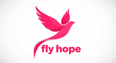 Fototapeta premium Abstract Pink Bird Symbolizing Flight, Freedom, And Hope In Modern Logo Design