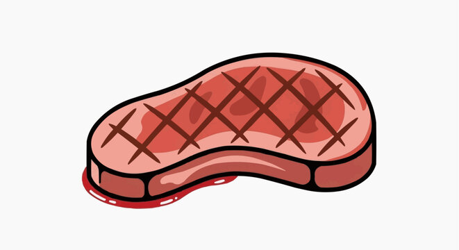 A vector graphic illustration of a grilled steak with crisscross pattern