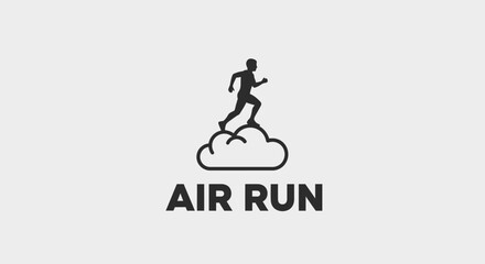 Fototapeta premium Abstract Silhouette Runner On Cloud With Text