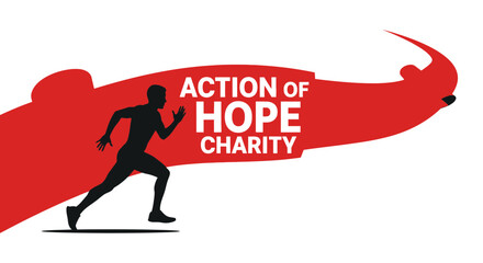 Obraz premium Action Of Hope Charity: Dynamic Silhouette of Runner Symbolizing Support And Charity.