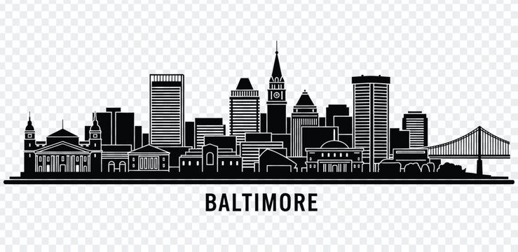Baltimore city skyline silhouette illustration