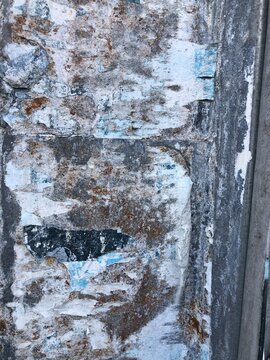 Torn peeling paper collage posters street art background layered ripped billboard advertisements, blue, white