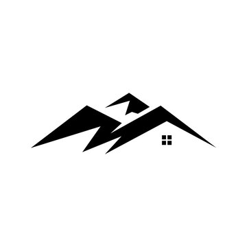 Mountain Hills Peaks Home House Construction logo design cector template