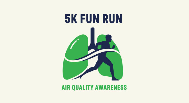 Air Quality Awareness 5K Fun Run Illustrative Design For Promoting Healthy Lungs