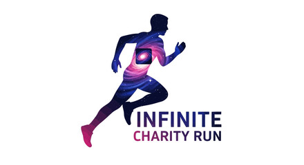 Obraz premium Astronomy Infused Runner Silhouette For Infinite Charity Run Event Design
