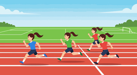 Fototapeta premium Athletic Competition Depicts Dynamic Movement and Focused Efforts During a Race Event