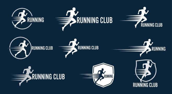 Athletic Logos for Marathoners and Sprinters, Ideal for Sport Teams and Marathons Competition
