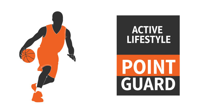 Basketball Player In Action With Active Lifestyle And Point Guard Design Logo Illustration