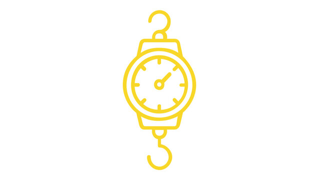 Hanging Spring Scale Vector Icon Illustration with Red to Yellow Gradient, Minimalist Weight Measurement Tool for Industrial, Kitchen, or Luggage Weighing, Scalable Flat Graphic for Modern UI.