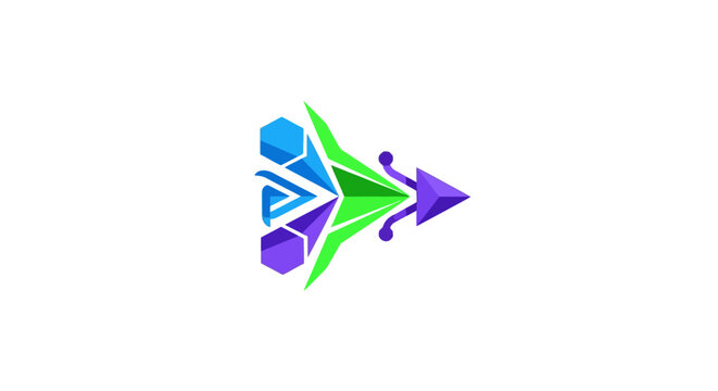 Colorful abstract arrow logo symbol.